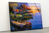 Dock Lake View Tempered Glass Wall Art