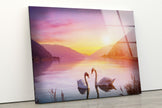 Abstract Swan Sunset Tempered Glass Wall Art