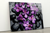 Orchid and Stones Tempered Glass Wall Art