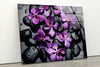 Orchid and Stones Tempered Glass Wall Art