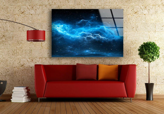 A swirling nebula of cosmic dust creates a sense of ethereal movement across this decorative wall art.