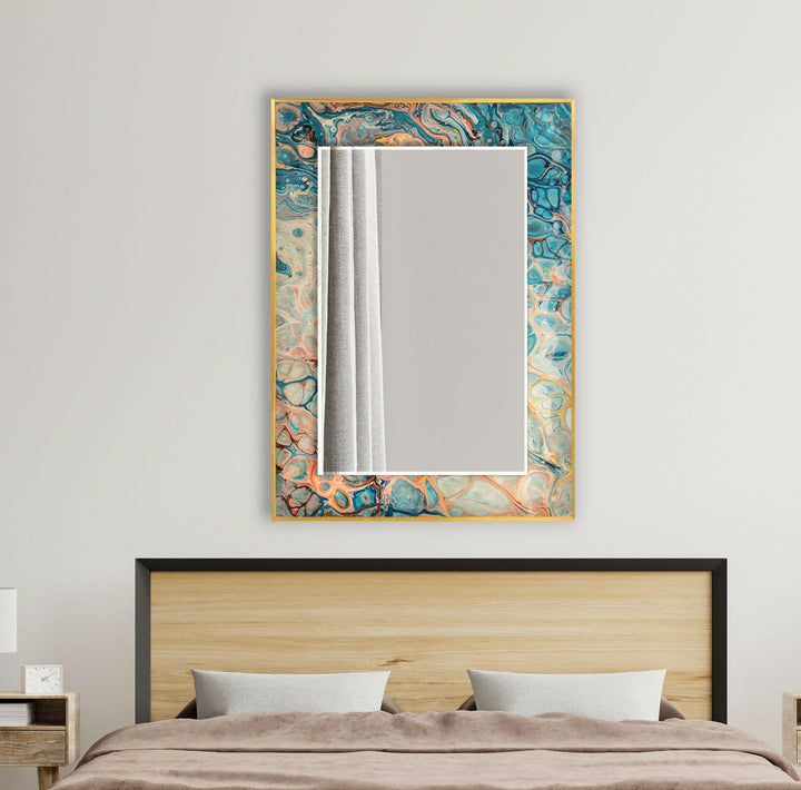 Blue & Silver Marble Wall Mirrors Bathroom Wall Mirror
