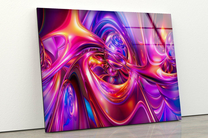 Purple Abstract Swirl Glass Wall Decor & Fractal Artwork