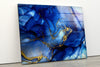 Blue Alcohol Ink Abstract Tempered Glass Wall Art