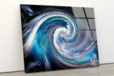 Blue Fractal Art Tempered Glass Wall Art