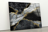 Black Gold Marble Wall Decor Tempered Glass Wall Art