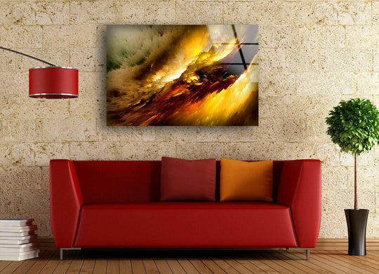 Yellow Clouds Abstract Art Glass Wall Art - MyPhotoStation