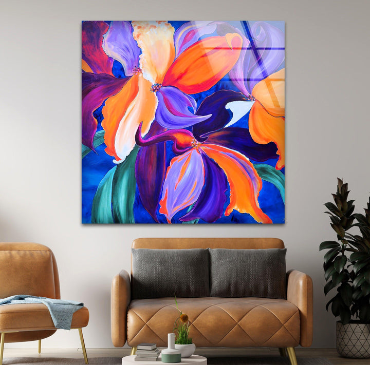 Iris Abstract Painting Glass Wall Art, art glass wall art, glass wall art pictures