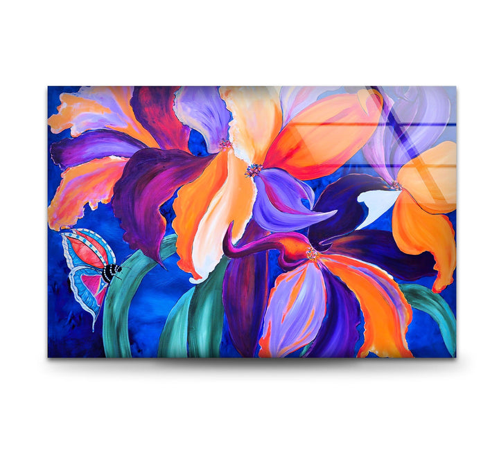 Iris Abstract Painting Glass Wall Art, glass image printing, glass prints from photos