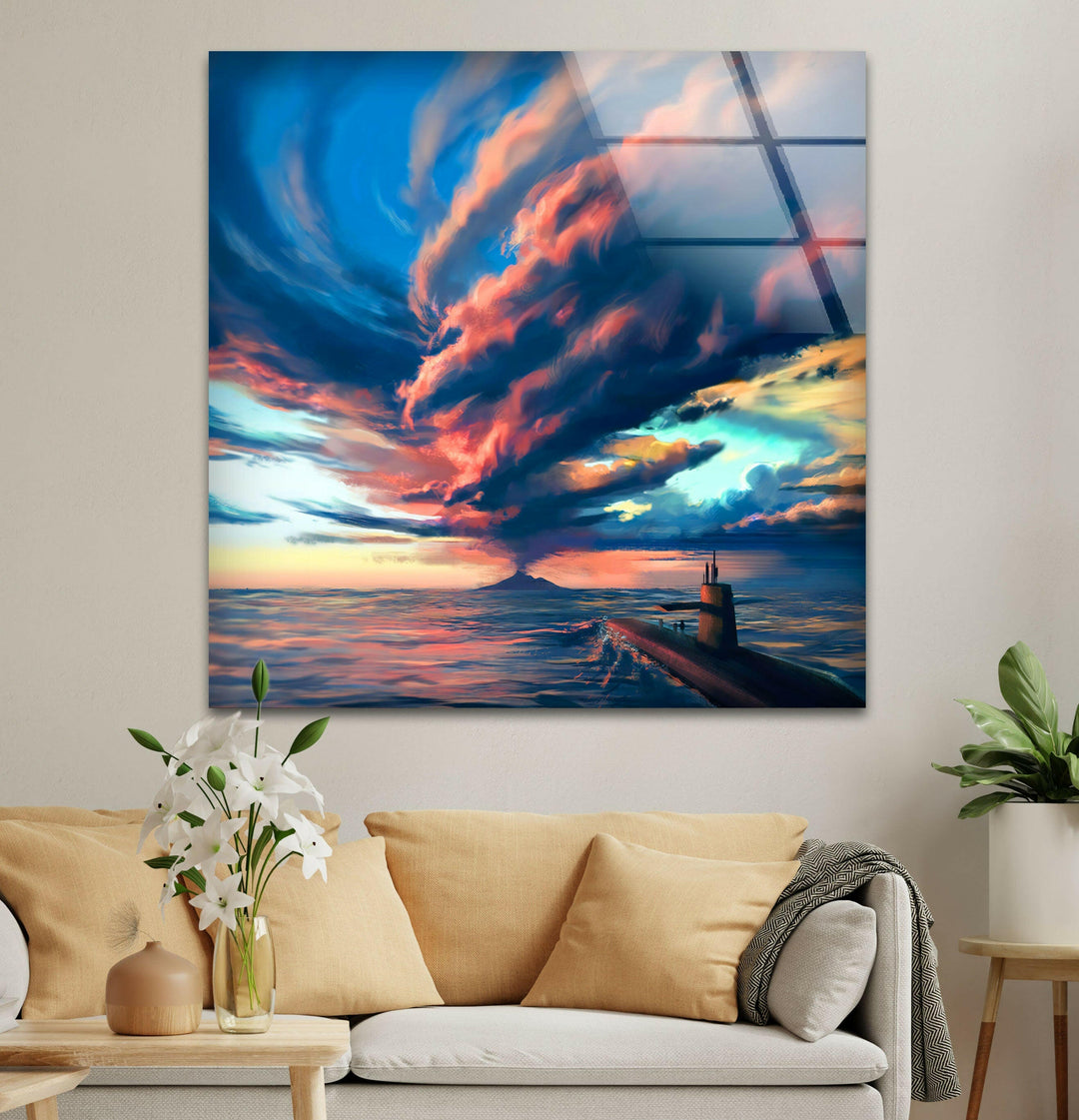 Volcano Storm Glass Wall Art glass image printing, glass prints from photos