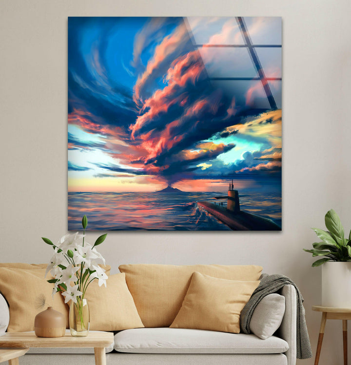 Volcano Storm Glass Wall Art glass image printing, glass prints from photos