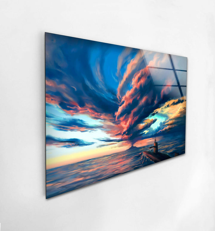 Volcano Storm Glass Wall Art Glass Printing Wall Art, Print photos on glass