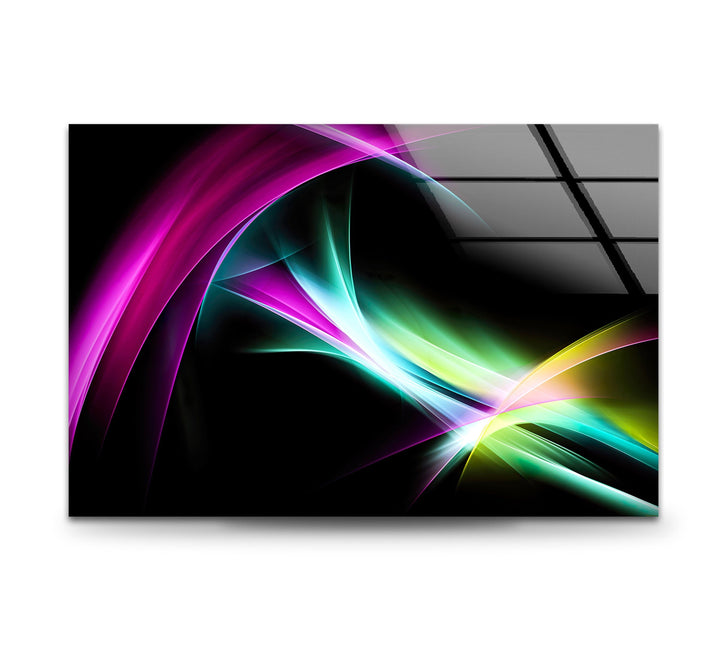 Colorful Art Light Fractal Waves Glass Wall Art