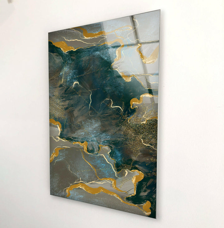 Green and Golden Alcohol ink Stained Glass Panels & Cool Art