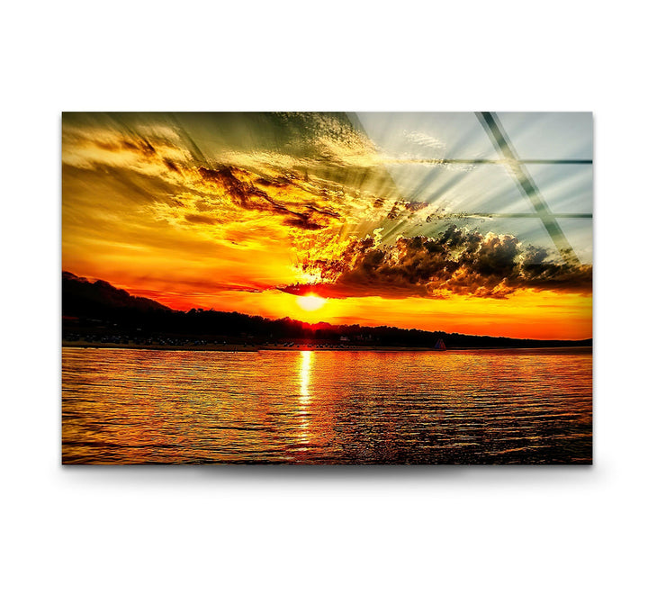 Golden Ocean Dream: A glowing sunset painting the ocean in golden light.
