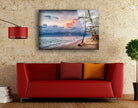 Tropical Beach Palm Tree Tempered Glass Wall Art