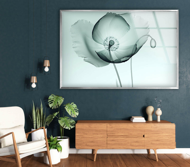 X-ray Image Of A Poppy Glass Wall Art, photo print on glass, prints on glass wall art