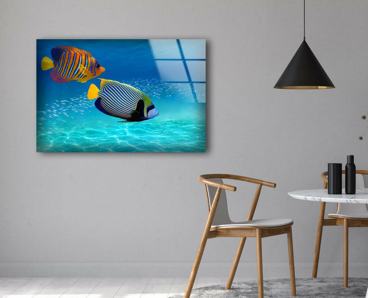 Unterwasserfische und Aquarium-Glaswandkunst
