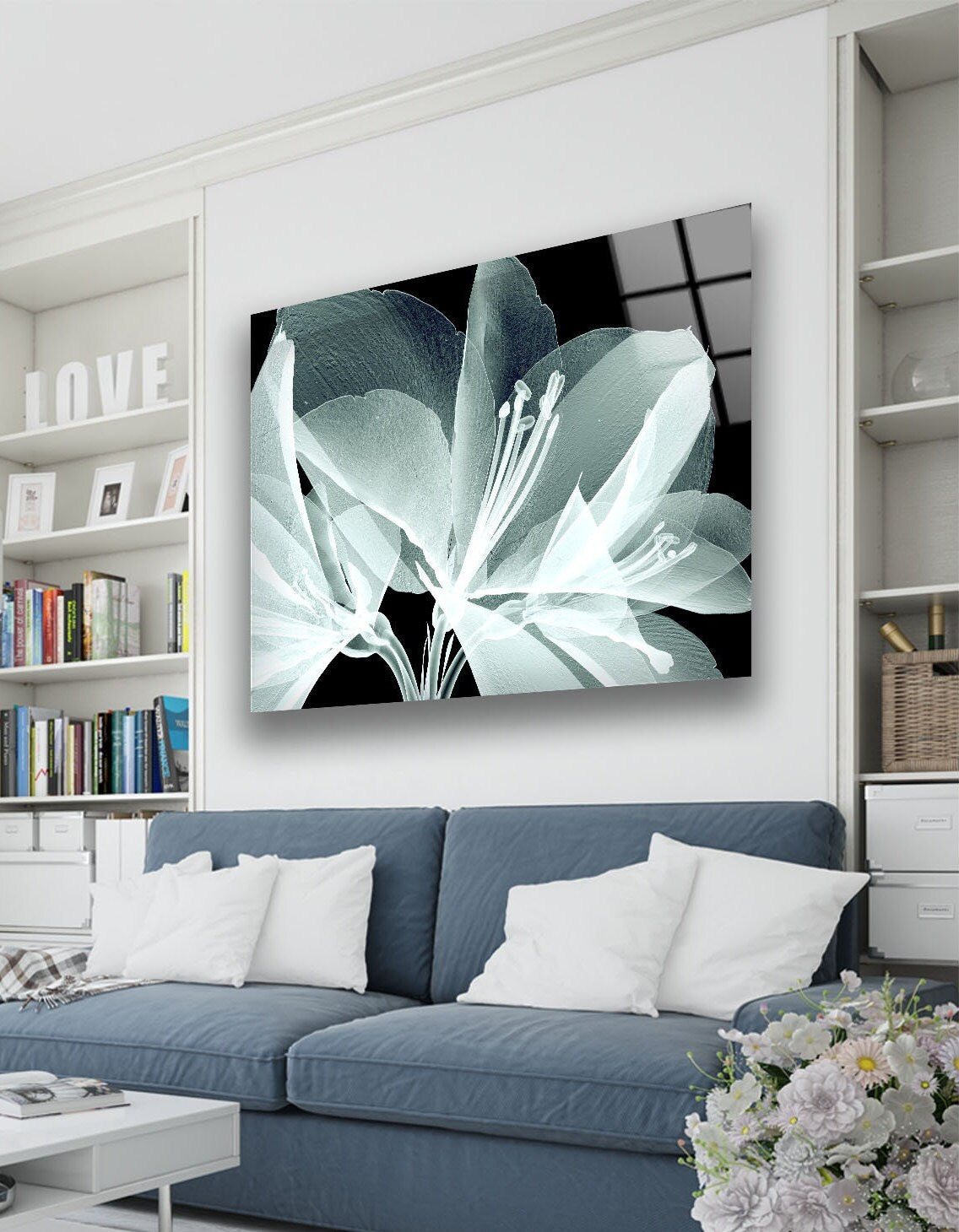 Xray Flowers Tempered Glass Wall Art