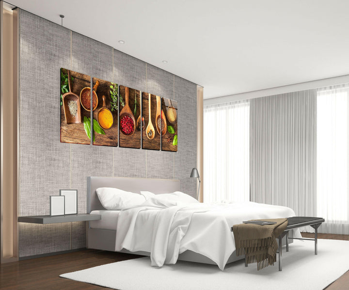 Herbs&Spices Kitchen Glass Wall Art, glass art painting, glass art for the Wall