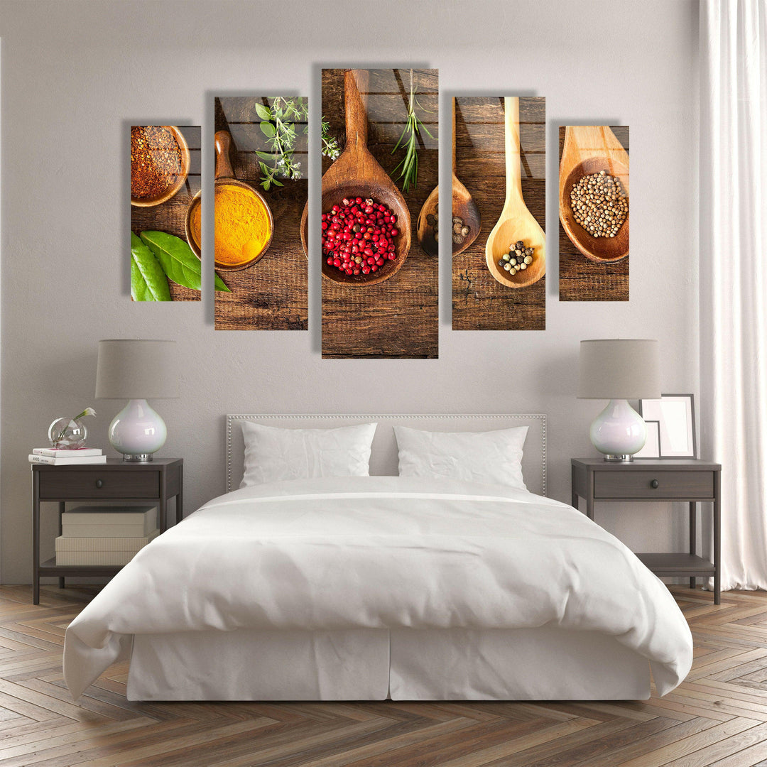 Herbs&Spices Kitchen Glass Wall Art, print on glass, glass printed photos