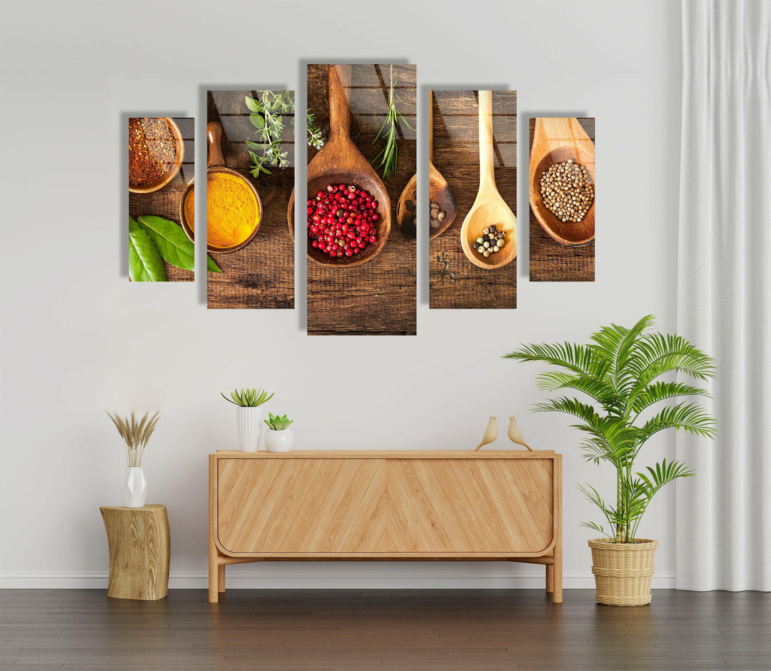 Herbs&Spices Kitchen Glass Wall Art, custom glass photo prints, large glass prints