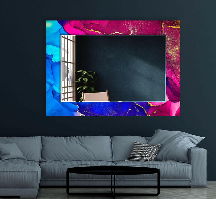Blue & Pink Wall Mirror Abstract Wall Mirror
