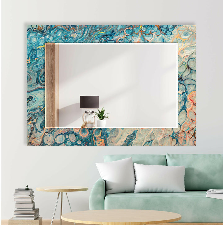 Blue & Silver Marble Wall Mirrors Round Wall Mirror
