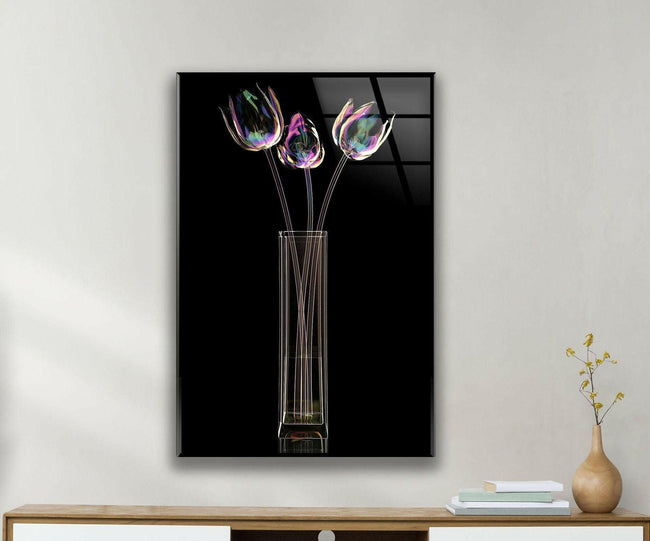 Flower Tempered Glass Wall Art