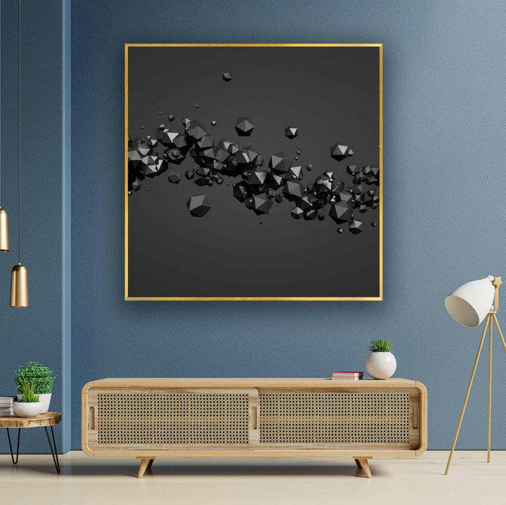 Schwarze 3D abstrakte Diamant-Glaswandkunst