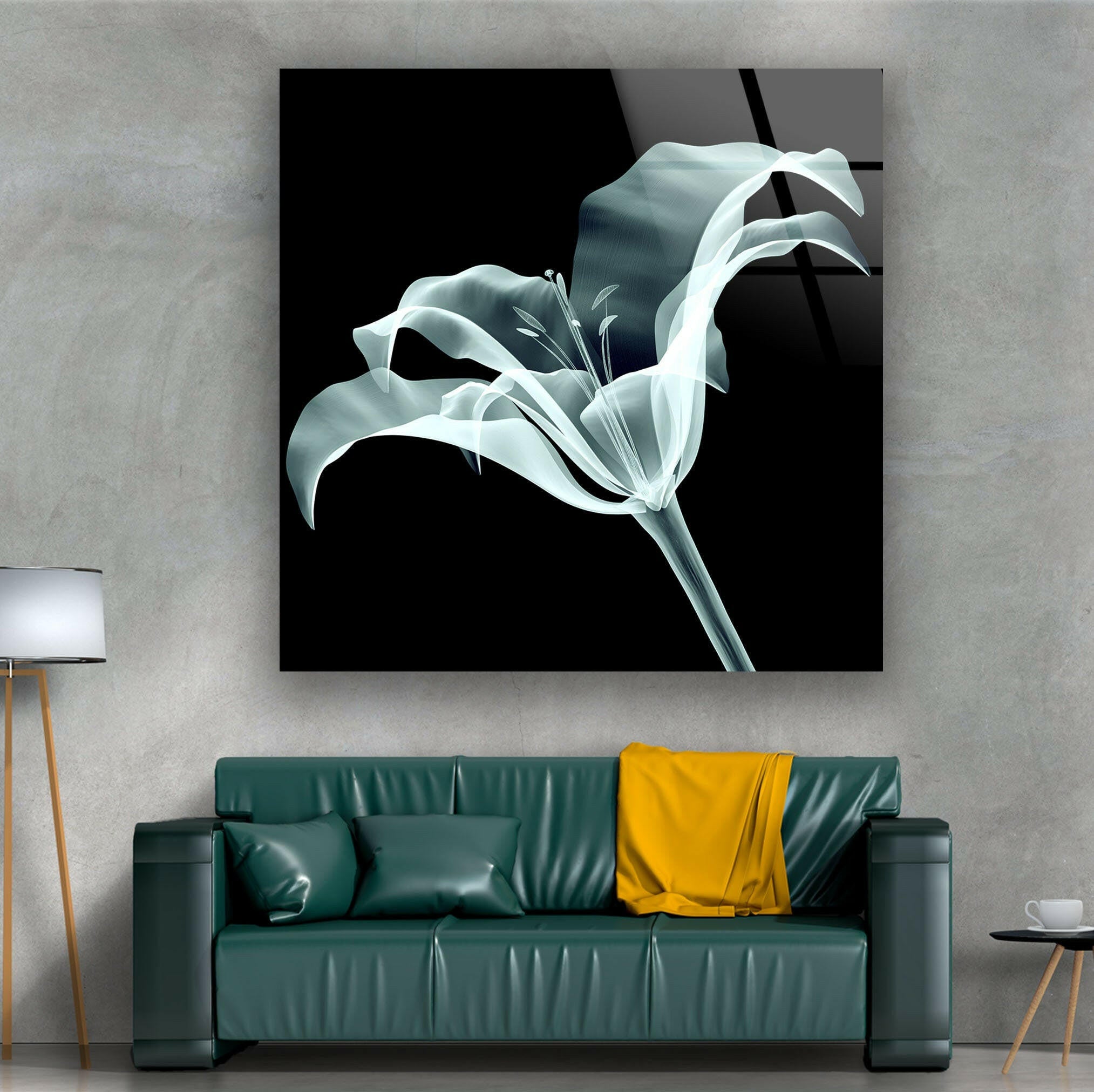 Xray Flowers Tempered Glass Wall Art