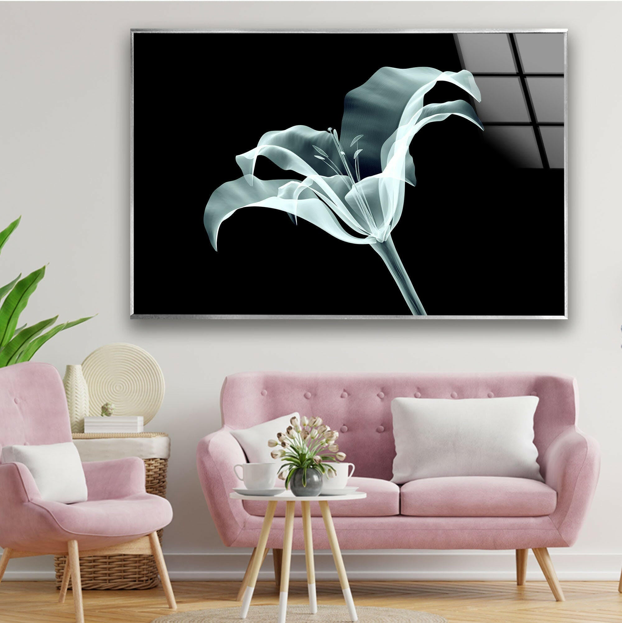 Xray Flowers Tempered Glass Wall Art