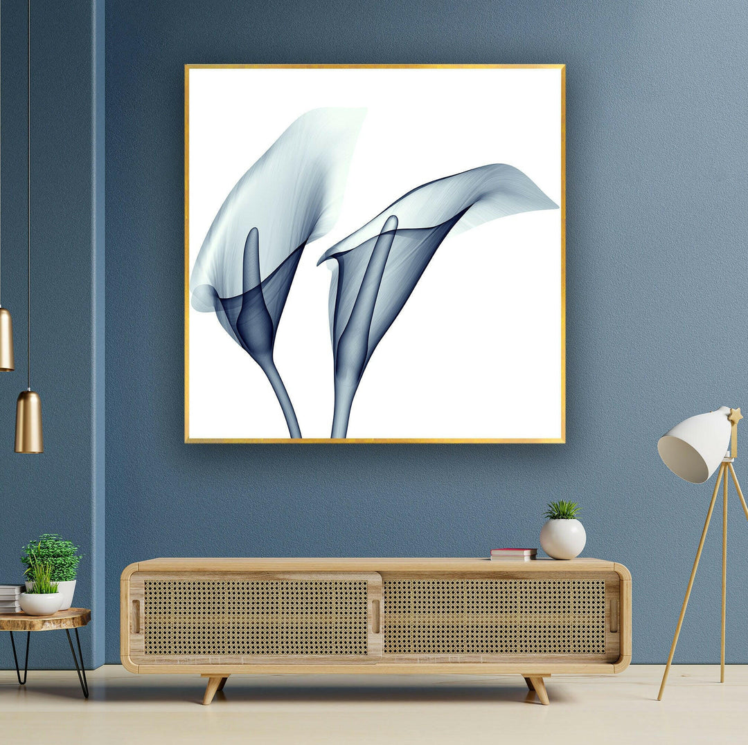 Blue Calla Lilies Glass Wall Art, Glass Printing Wall Art, Print photos on glass