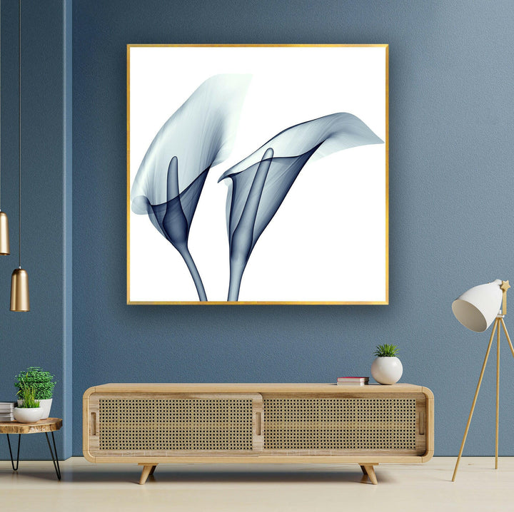 Blue Calla Lilies Glass Wall Art, Glass Printing Wall Art, Print photos on glass