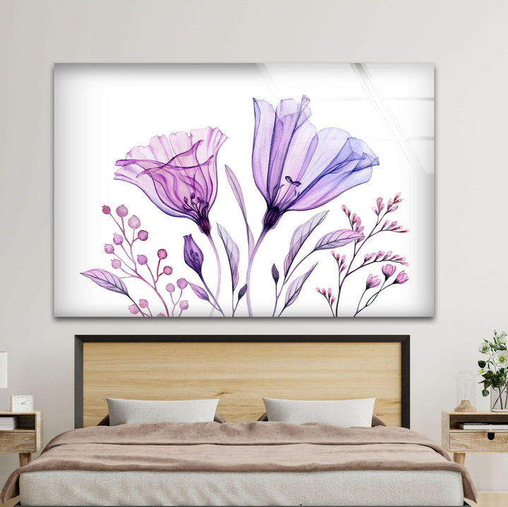 Watercolor Lisianthus Bouquet Glass Wall Art, glass pictures for Wall, glass prints wall art