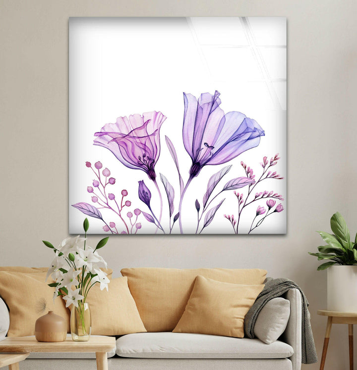 Watercolor Lisianthus Bouquet Glass Wall Art, glass image printing, glass prints from photos
