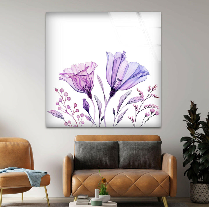 Watercolor Lisianthus Bouquet Glass Wall Art, glass photo prints, glass picture prints