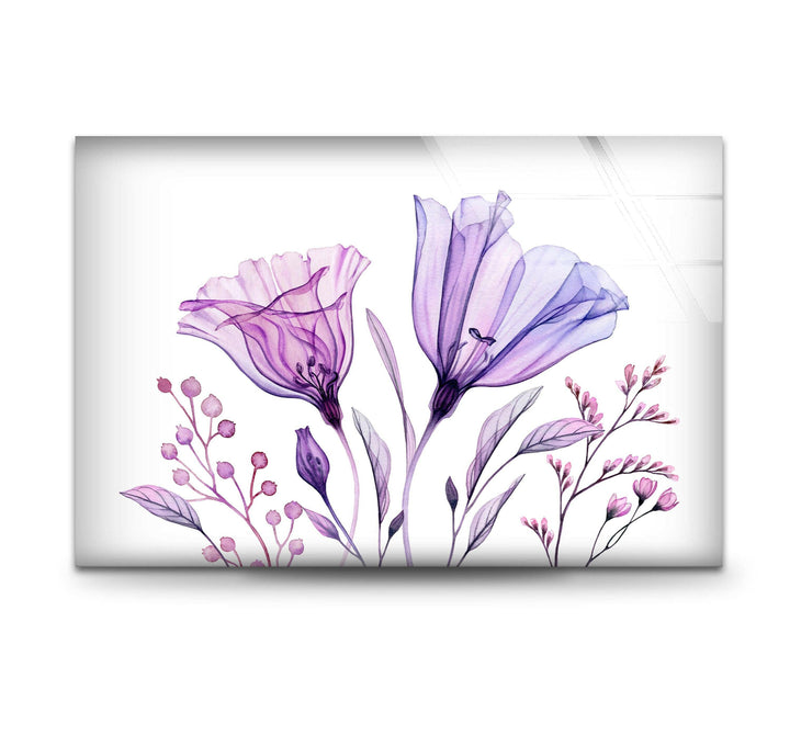 Watercolor Lisianthus Bouquet Glass Wall Art, Glass Printing Wall Art, Print photos on glass