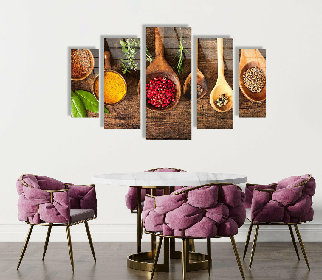 Herbs&Spices Kitchen Glass Wall Art, picture on glass wall art, photos printed on glass