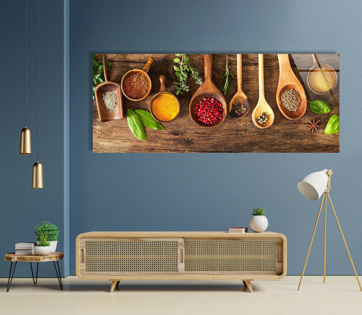 Herbs&Spices Kitchen Glass Wall Art, photo print on glass, prints on glass wall art