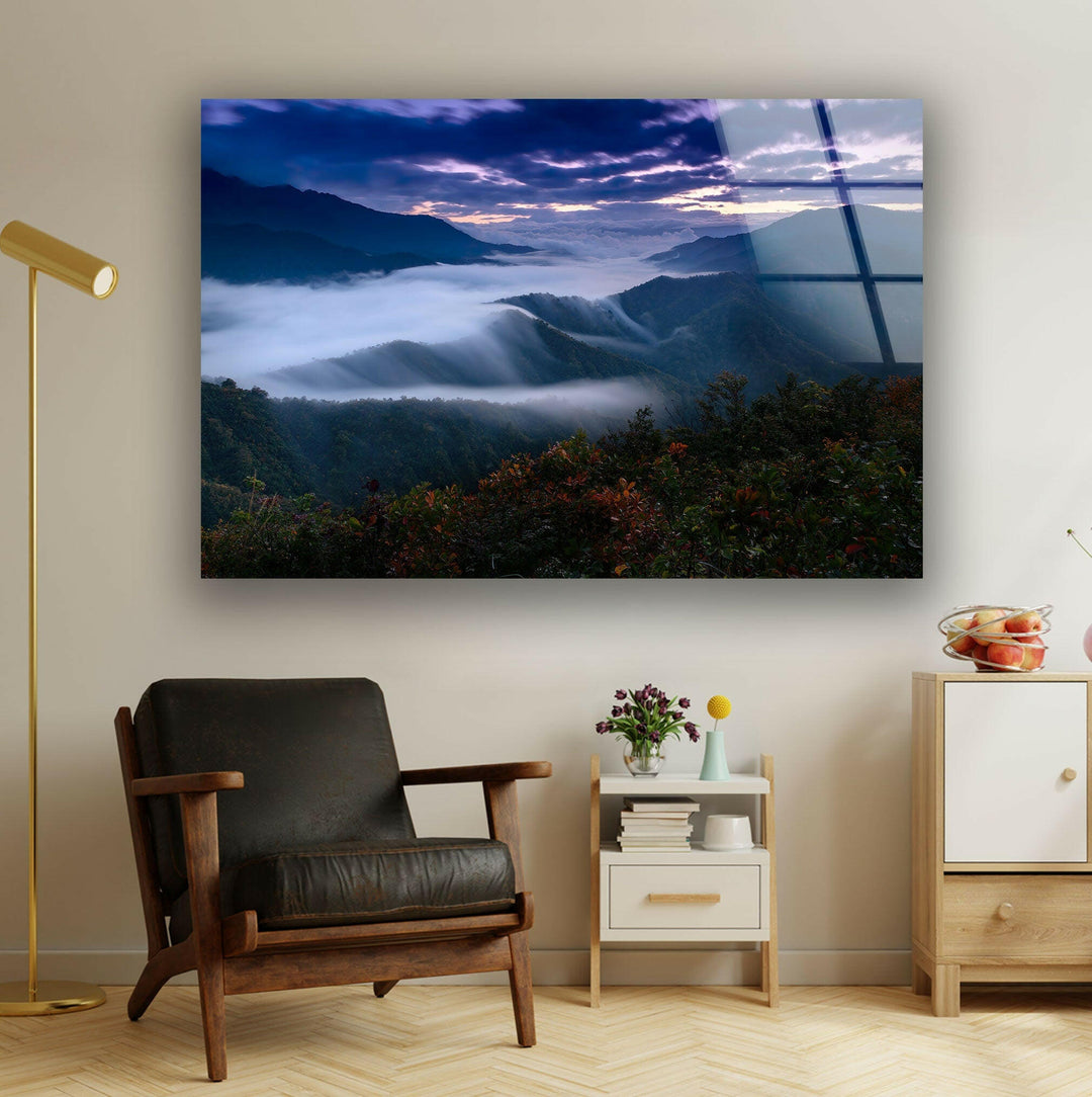 Sunrise Over Misty Peaks – A Captivating Landscape Wall Art
