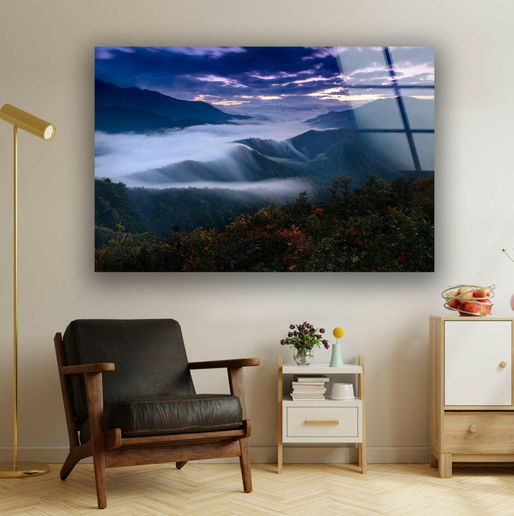 Sunrise Over Misty Peaks – A Captivating Landscape Wall Art
