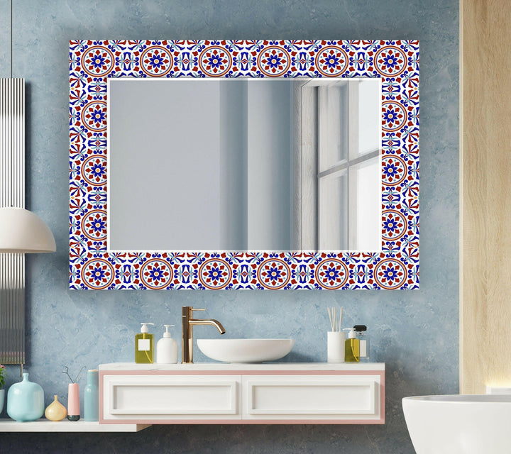 Mosaic Red and Blue Wall Mirror modern mirror
