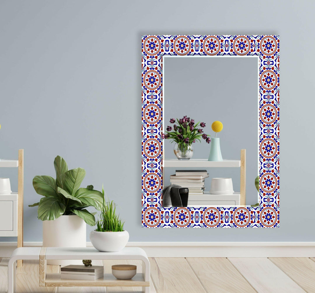 Mosaic Red and Blue Wall Mirror oversized mirror
