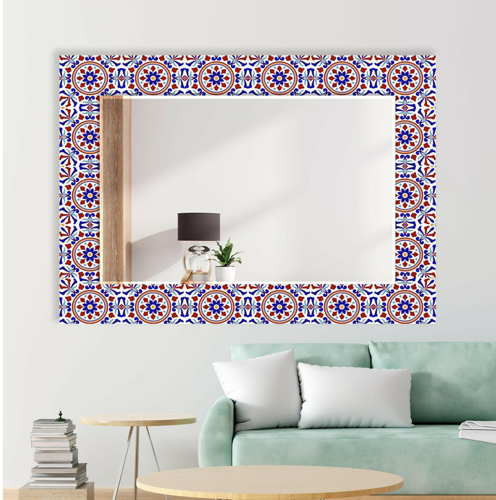 Mosaic Red and Blue Wall Mirror