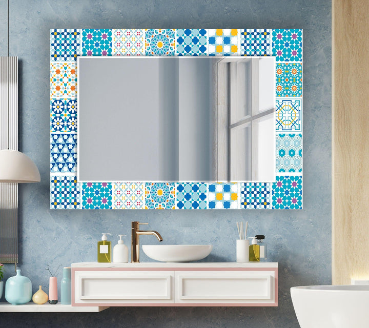 Mosaic Design Light Blue Wall Mirror wall mirror
