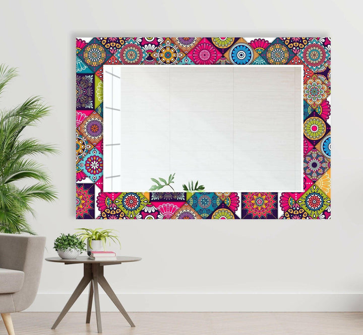 Pink and Red Mosaic Design Wall Mirror Blue Mirror
