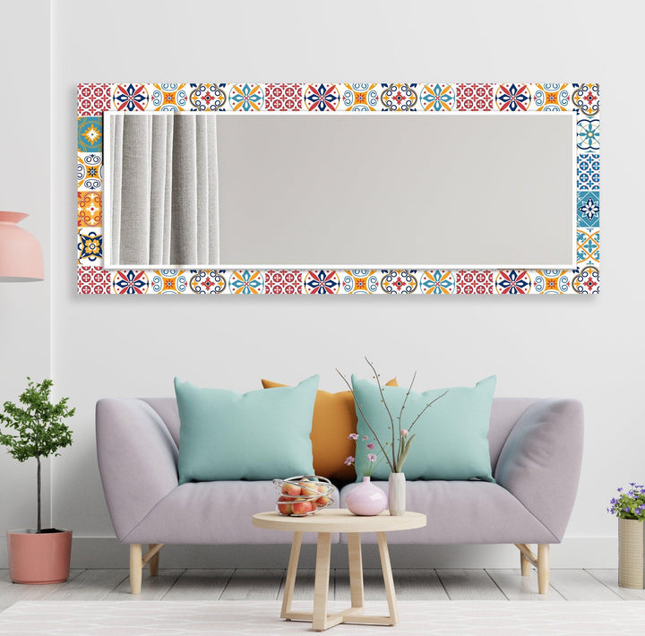 Red & Orange Wall Mirror living room mirror
