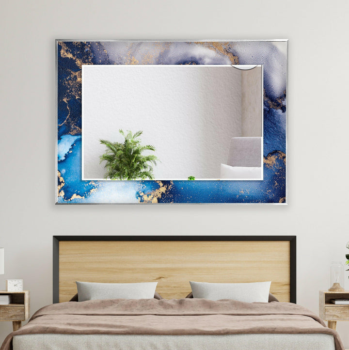 Blue Epoxy Wall Mirror Rectangle Wall Mirror
