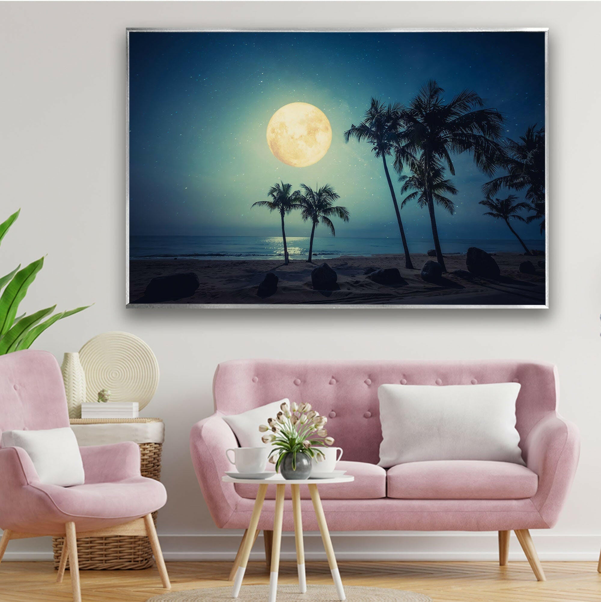 Palm Tree Tropical Tempered Glass Wall Art